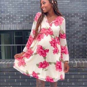 Pink Blush Maternity Floral Pink Dress